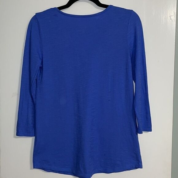 Lilly Pulitzer blue notch neck top with soutache embroidery and tassel ties XS - Picture 4 of 12